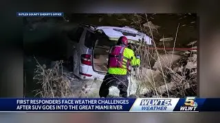 Cold weather challenges first responders after SUV goes into river