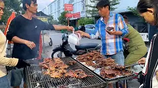 Street Food Cambodia - Grilled duck , Street food is very popular in the evenings.​ 