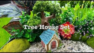 Fairy House - Fairy Garden Miniature Tree House - 8.5 Inch Tall Outdoor Decor for Fairies Figurines