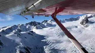 Glacier landing Ski plane Mt.cook National park New Zealand
