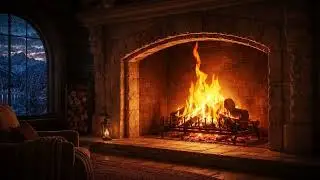 Cozy Winter Cabin Fireplace Animated Background for Twitch, VTuber & Zoom | Relaxing Room Loop