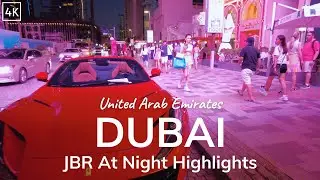 JBR at Night 4K Highlights - Dubai Walking Tour - Evening Walk - Jumeirah Beach Residence (60fps)