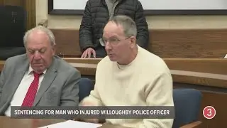 David Koubeck addresses court before sentencing for assault on Willoughby police officer in 2022