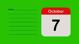 Green Screen Animation of Calendar Date of October 7 2025