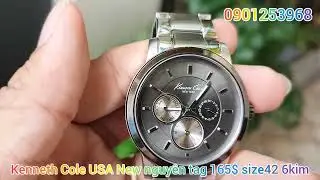 Đồng Hồ Mỹ Kenneth Cole new nguy&ecirc;n tag 165$ size42 mặt x&aacute;m 6kim thứ ng&agrave;y 24h - 1380k - 0901253968