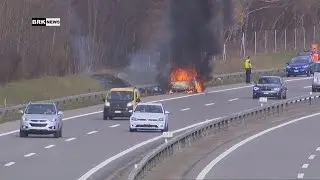 Felben TG: Autobrand auf der Autobahn A7