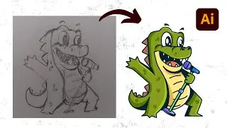 Membuat Maskot Buaya | Speed Art Mascot Character Design Adobe Illustrator