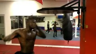 Joshua marks speed bag