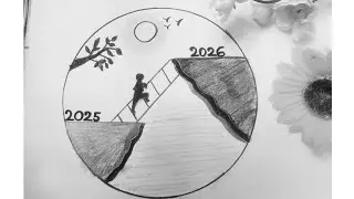Happy new year 2026 drawing //Pencil sketch //Easy drawing //Viral art video #viralvideos #art 