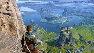 Atreus Climbs Over Wall of Asgard to Meet Odin - God of War Ragnarok PS5