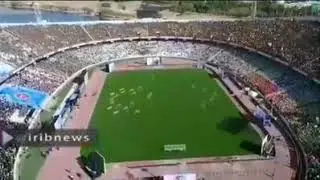 Ayatullah Syed Ali Khomnaie interecting with Basiji Force at Stadium