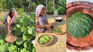 Making Lau Pata Bhorta | Traditional Bottle Gourd Leaf Mash Recipe