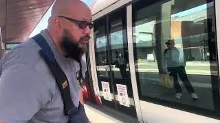 Sydney light rail arrive at Randwick station 