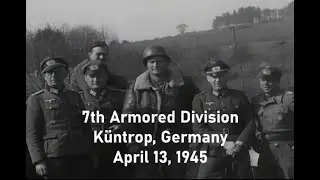 US 7th Armored Division with 3. Panzergrenadier-Division PWs at K&uuml;ntrop, Germany; April 13, 1945