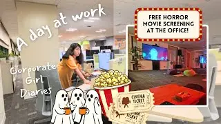 Free Horror Movie Screening at the Office 🍿🎃 | Corporate Girlie Diaries #2 | Halloween Season