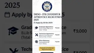 DRDO ITR Apprentice Recruitment 2025 | Apply Now | Last Date 20 Oct 2025
