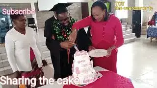 Cake cutting and sharing session During Pastor Jeff's Graduation ceremony