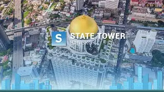 Bangkok: State Tower, Aerial 4K Drone View/กรุงเทพฯ/ทางอากาศ/โดรน/มุมมองตานก