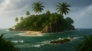 Daytime Island Sunshower 🌤️ Rain & Thunder  | 4 Hours