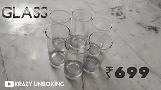 Water Glass Crystal Cut  Set of 6-300 ml Transparent Long Glass Unboxing