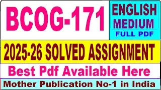BCOG 171 solved assignment 2025-26 || bcog 171 solved assignment 2026 in English || ignou bcog171