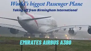 A380 Huge plane taking off from Birmingham Airport 