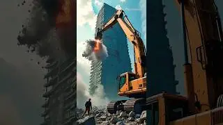 Giant Excavator Demolishing a Skyscraper &ndash; Surreal City Scene