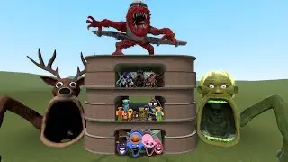 Omniworm Family vs Italian Brainrot Types and Another Monster Type Familys in Garry's mod