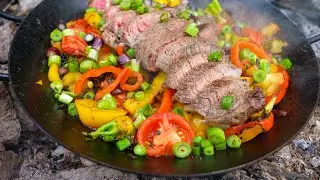 Steak & Vegetables 🥩🥦 Fire Cooking 🔥 No Talking 🌶