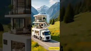 futuristic 3-story luxury motorhome in mountains #vanlife #luxuryonwheels #shorts #beachvibes #art