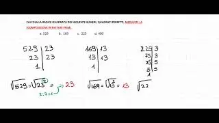 COME CALCOLARE LA RADICE DEI QUADRATI PERFETTI