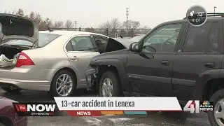 Icy roads cause chain reaction accident on Quivira Bridge