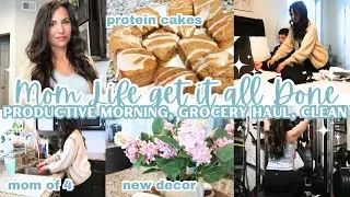 SPRING 2025 MOM OF 4 GET IT ALL DONE | PRODUCTIVE MORNING ROUTINE | GROCERY HAUL