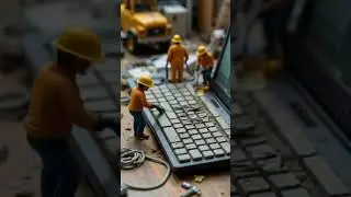 Tiny Workers Clean a Giant Keyboard | Satisfying Miniature Cleaning Scene #short