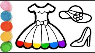 How To Draw a Beautiful Dress 🥻 Drawing | High Heels 👠 Drawing | Hat Drawing For Kids