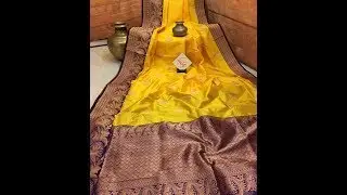 Dark Chrome Yellow Color Pure Katan Banarasi Saree