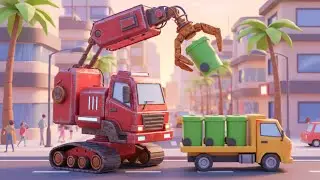 Smart Garbage Collection in the City 🤖🗑️ | Automated Waste Pickup Process | Fun Vehicles Animation
