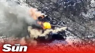 Russian tank explodes in ball of flames as Ukrainian Special Forces strike in Donetsk