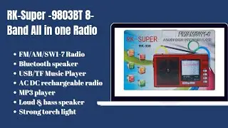 Overview of RK-Super RK-980BT FM/AM/SW1-7 8-Band All in 1 Radio with Bluetooth/USB/TF Music Player