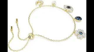 Swarovski Symbolica Bangle and Bracelet Collection, Evil Eye, Blue and White Crystals in a Rose Gold