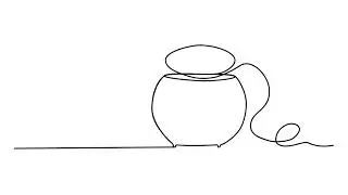 animation of continuous drawing of dental floss with one line. linear video