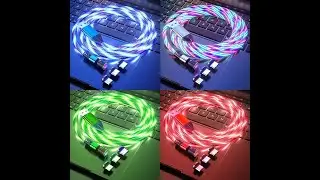 MAGNETIC USB 360 DEGREE ROTATION 3 IN 1 FAST CHARGING DATA CABLE WITH LED LIGHT
