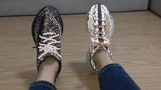 Yeezy 350 V2 Black Static Reflective vs 380 Mist Reflective On Feet