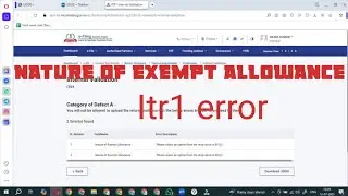 nature of exempt allowance error in itr1 efiling | efiling error nature of exempt allowance