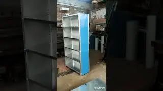 Zinc Slotted Angle Rack 3 sides closed with blue sheet