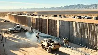 U.S. Border Wall Construction | Night Construction Border Barrier #BorderWall #SouthernBorder