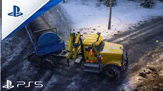 Snowrunner PS5 Gameplay | INTERNATIONAL HX520 - Hauling LARGE PIPE to White Valley