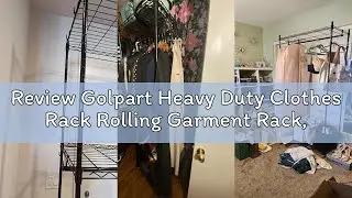 Review Golpart Heavy Duty Clothes Rack Rolling Garment Rack,3 Tier Adjustable Wire Shelving Clothing