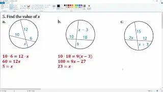 Intersecting of two chord inside a circle. Solve for segment. Question 5