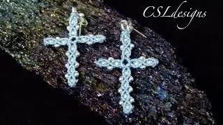 Micro macrame cross earrings | Easter